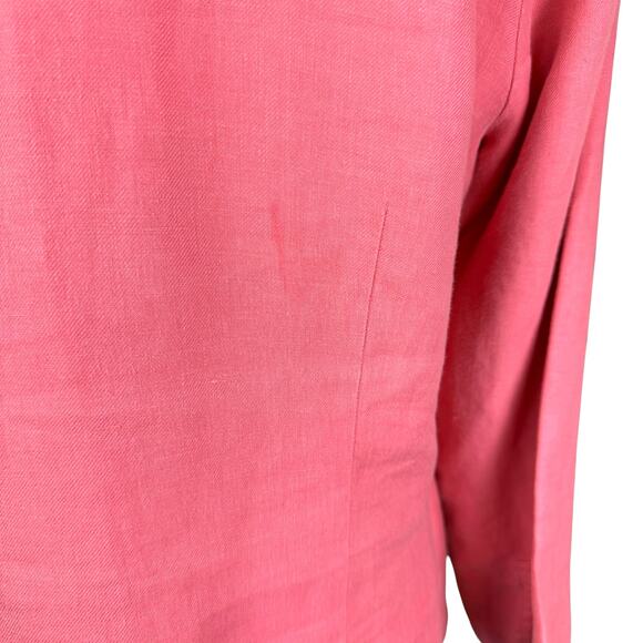 Eileen Fisher Salmon Pink 100% Linen Button Up Long Sleeve Shirt - Picture 11 of 14
